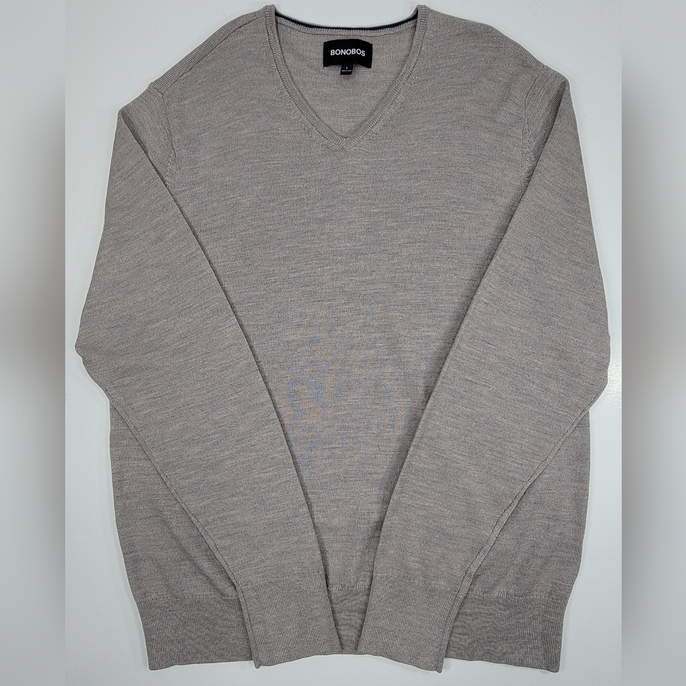 Bonobos Slim Fit 100% Merino Wool V-Neck Sweater Career Contemporary Large Men's